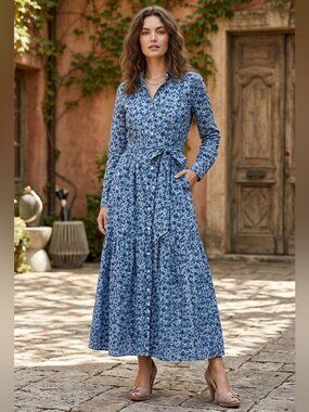 Trovata Birds of Paradise Midi dress long sleeve size S